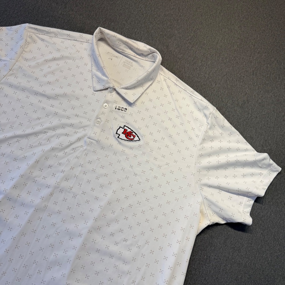 Antigua Kansas City Chiefs Mens XXXXL White Geometric Dot Polo Shirt NFL Logo